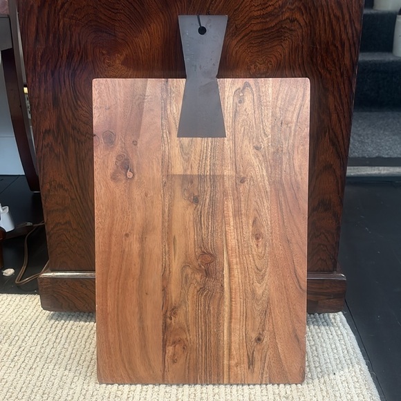 Creative Co-Op Acacia Wood Cutting Board w/ Bkack Handle - Picture 1 of 4